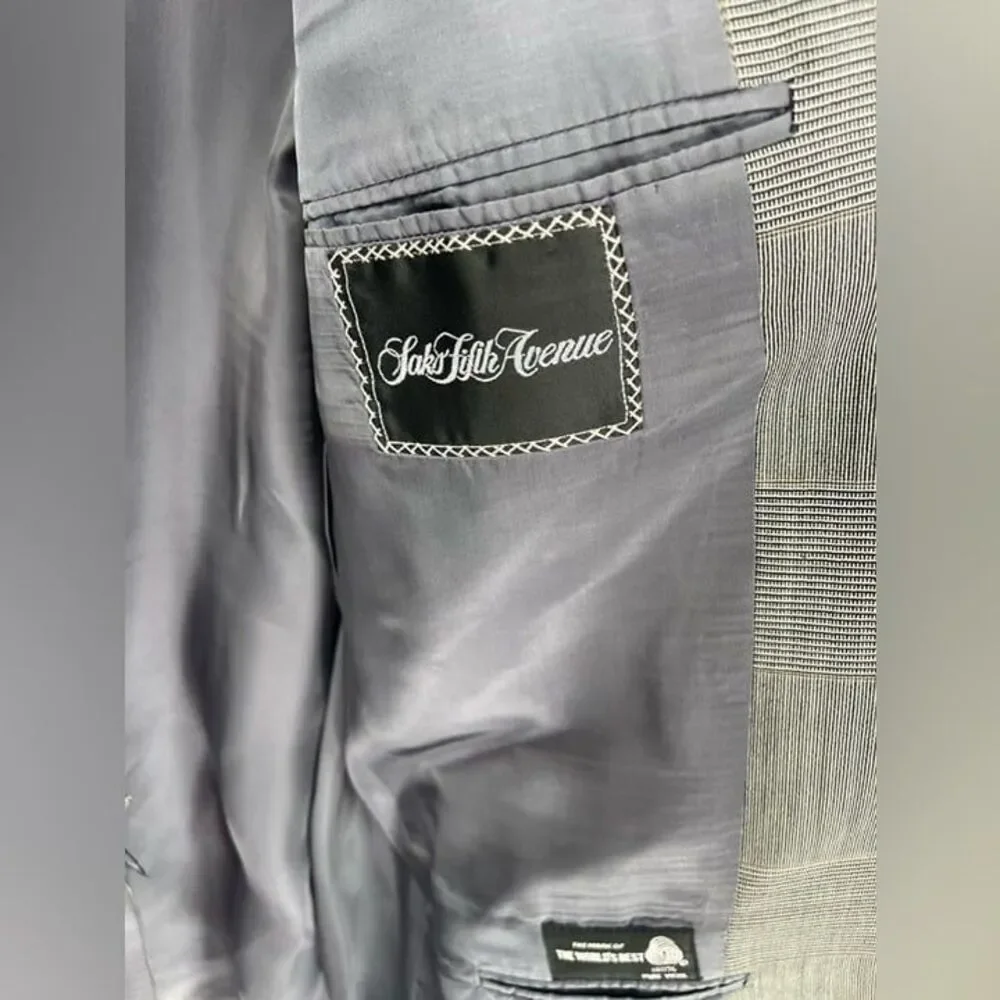 Hickey freeman gray plaid blazer size 42 R‎ saks fifth ave
